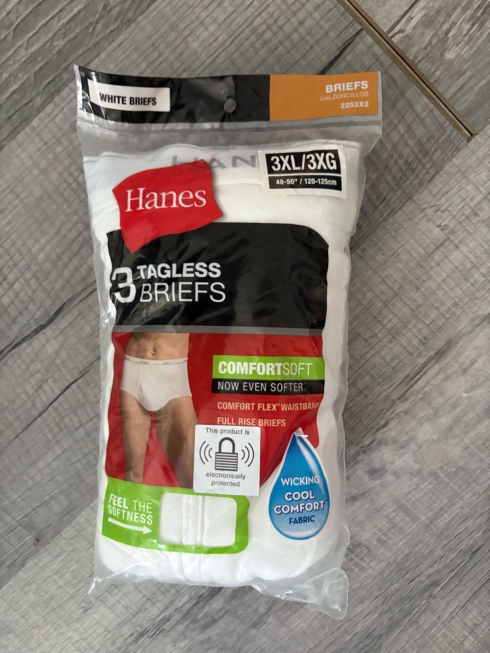 Hanes Breifs Underwear Mens 3XL Tagless White 3 Pack Comfort Soft